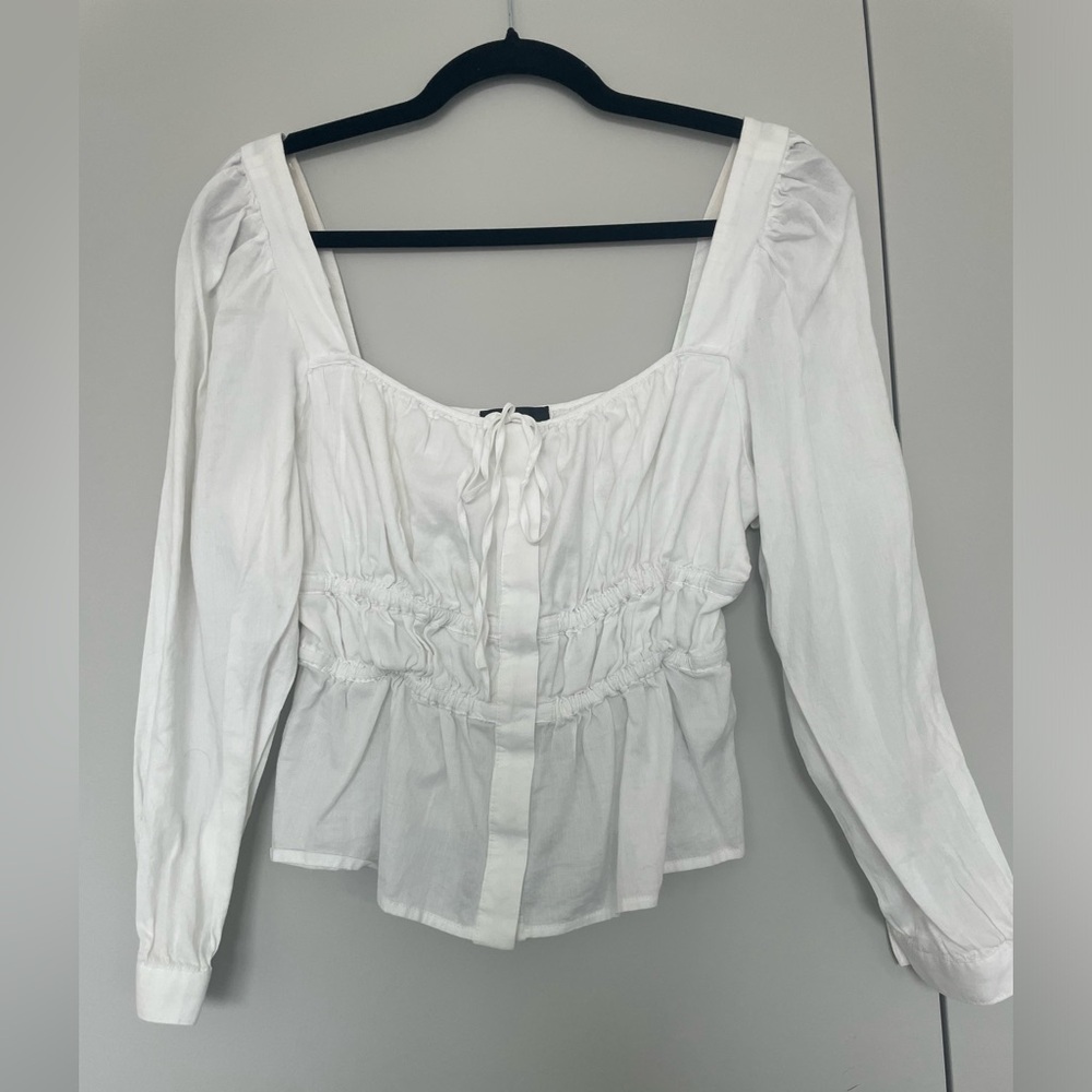 J. Crew White Square Neck Peplum Style Top